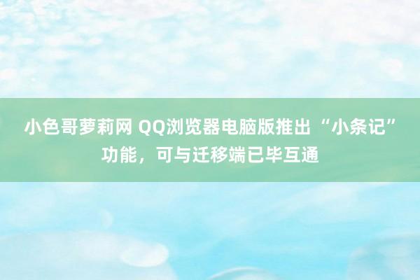 小色哥萝莉网 QQ浏览器电脑版推出 “小条记”功能，可与迁移端已毕互通