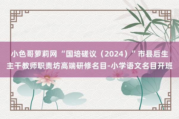 小色哥萝莉网 “国培磋议（2024）”市县后生主干教师职责坊高端研修名目-小学语文名目开班