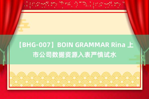 【BHG-007】BOIN GRAMMAR Rina 上市公司数据资源入表严慎试水