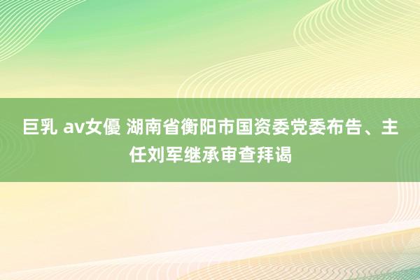 巨乳 av女優 湖南省衡阳市国资委党委布告、主任刘军继承审查拜谒