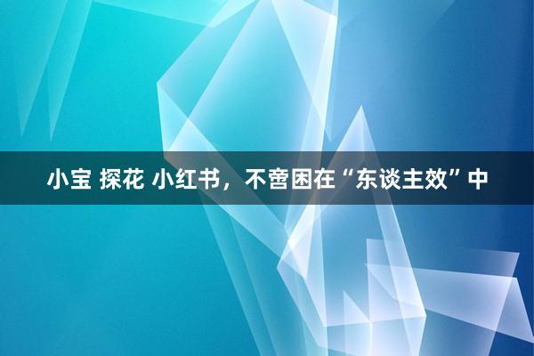 小宝 探花 小红书，不啻困在“东谈主效”中